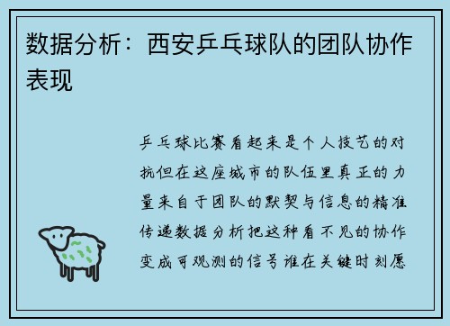数据分析：西安乒乓球队的团队协作表现